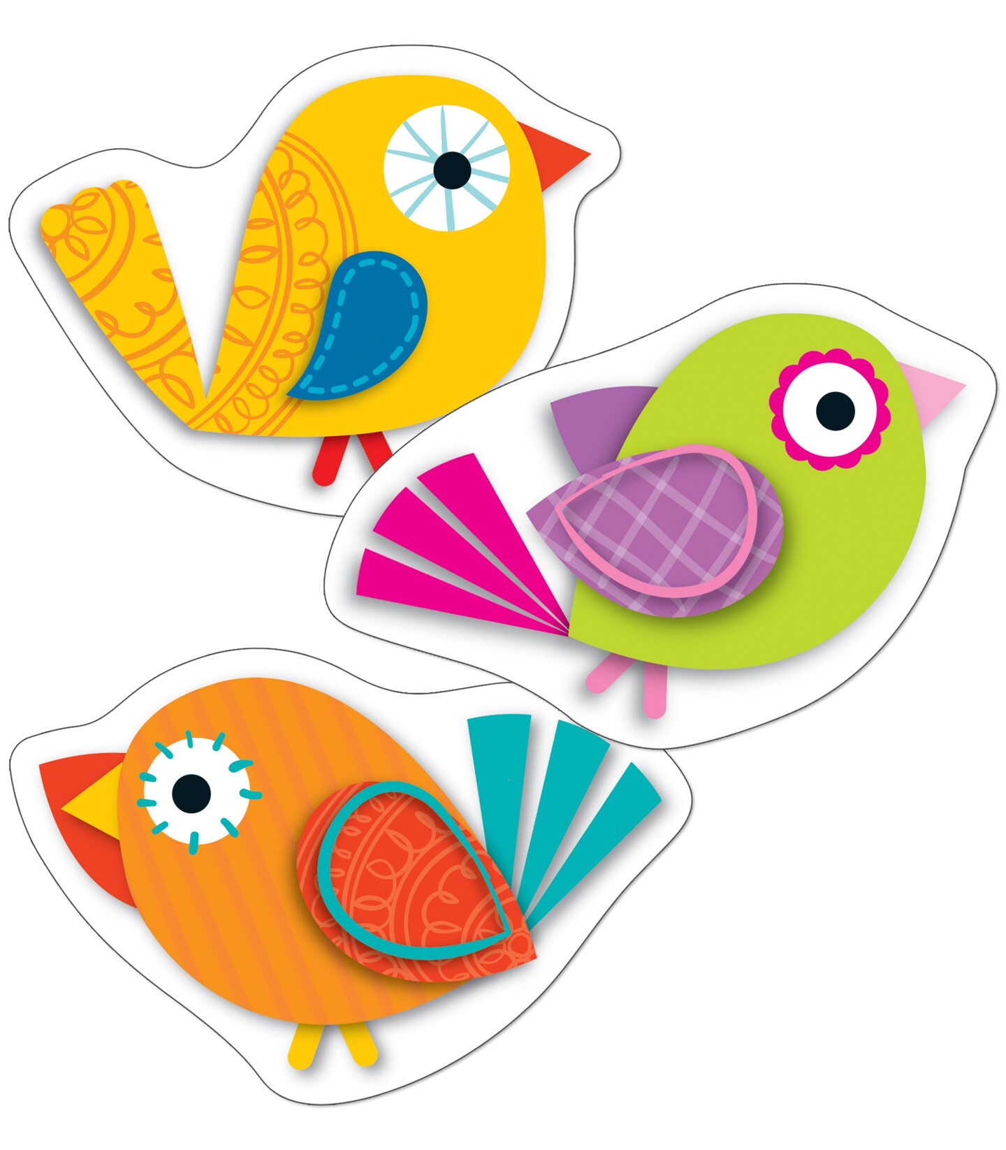 Carson Dellosa 36 Boho Birds Mini Cutouts, Colorful Bird Cutouts for Bulletin Board, Cork Board, White Board, Mini Birds Cutouts for Classroom, Party Decorations, and Boho Classroom Décor