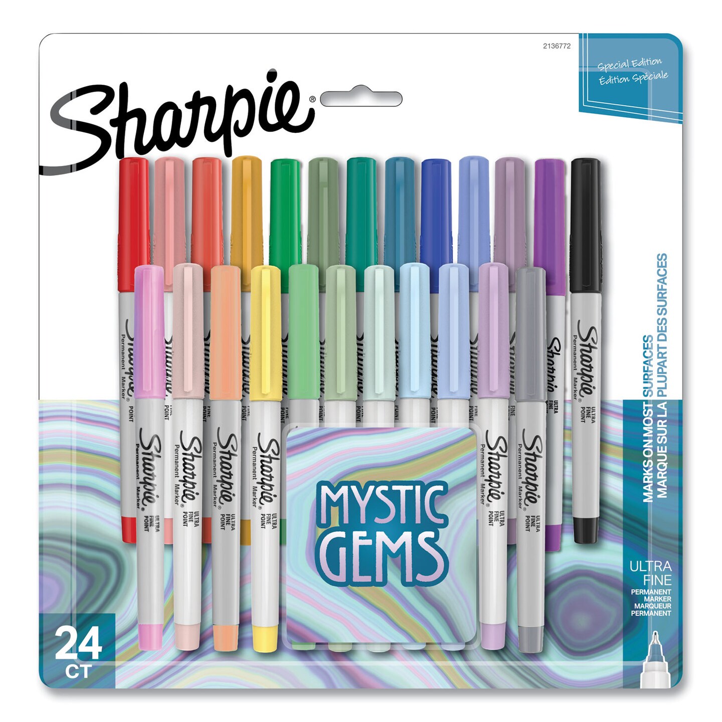 Mystic Gems Markers, Ultra-Fine Needle Tip, Assorted, 24/Pack