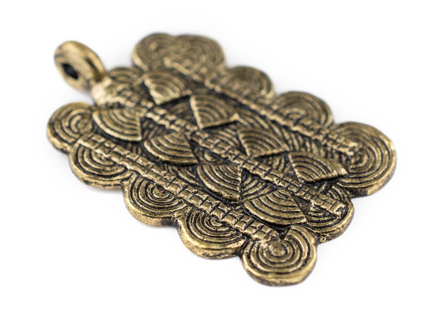 TheBeadChest Brass Thousand Sun Baule Pendant (38x60mm): African Tribal Metal Pendant for DIY Jewelry and Necklace