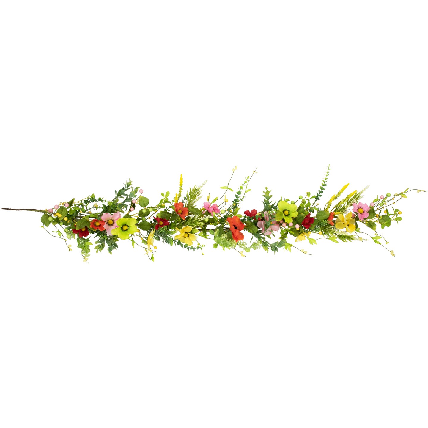 Northlight Poppy and Eucalyptus Spring Garland - 5' - Red and Yellow