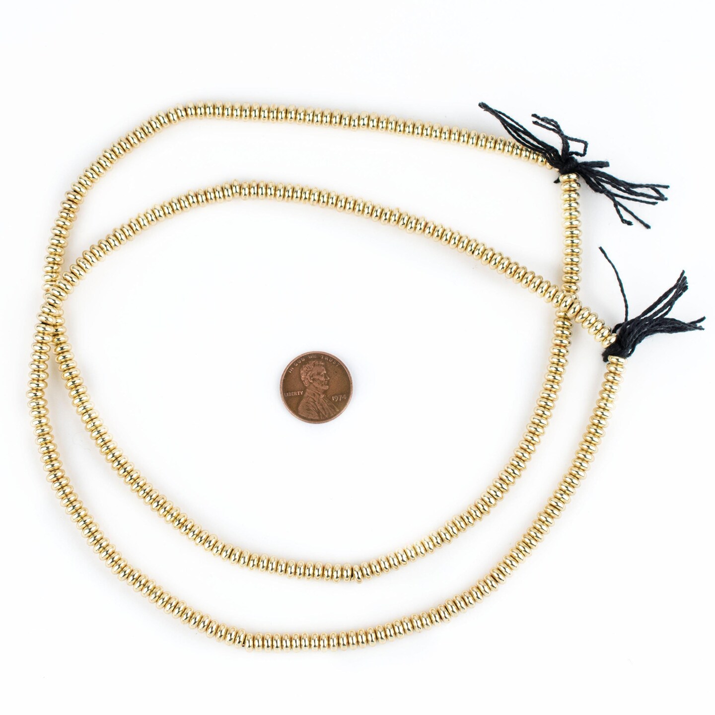 TheBeadChest Smooth Gold Rondelle Beads 5mm Round Brass Large Hole 16 Inch Strand