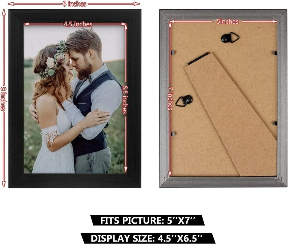 2 Pack 4x6 Picture Frame Black Picture Frame for Wall and Tabletop Display