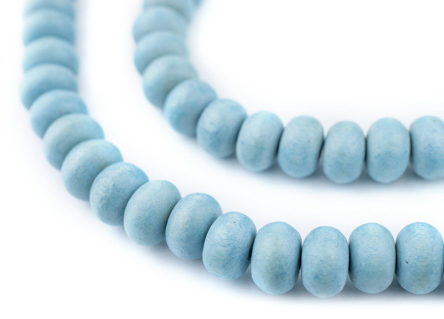 The Bead Chest Light Blue Abacus Natural Wood Beads (8x12mm): Organic Eco-Friendly Wooden Bead Strand for DIY Jewelry, Crafts, Necklace and Bracelet Making