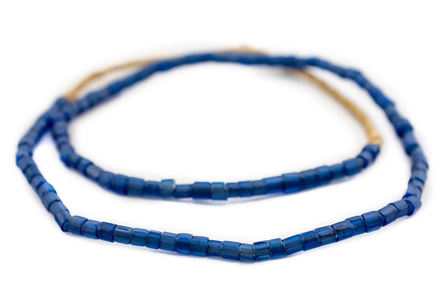 TheBeadChest Old Faceted Russian Blue Glass Trade Beads 4mm Ghana African Large Hole 24 Inch Strand Handmade