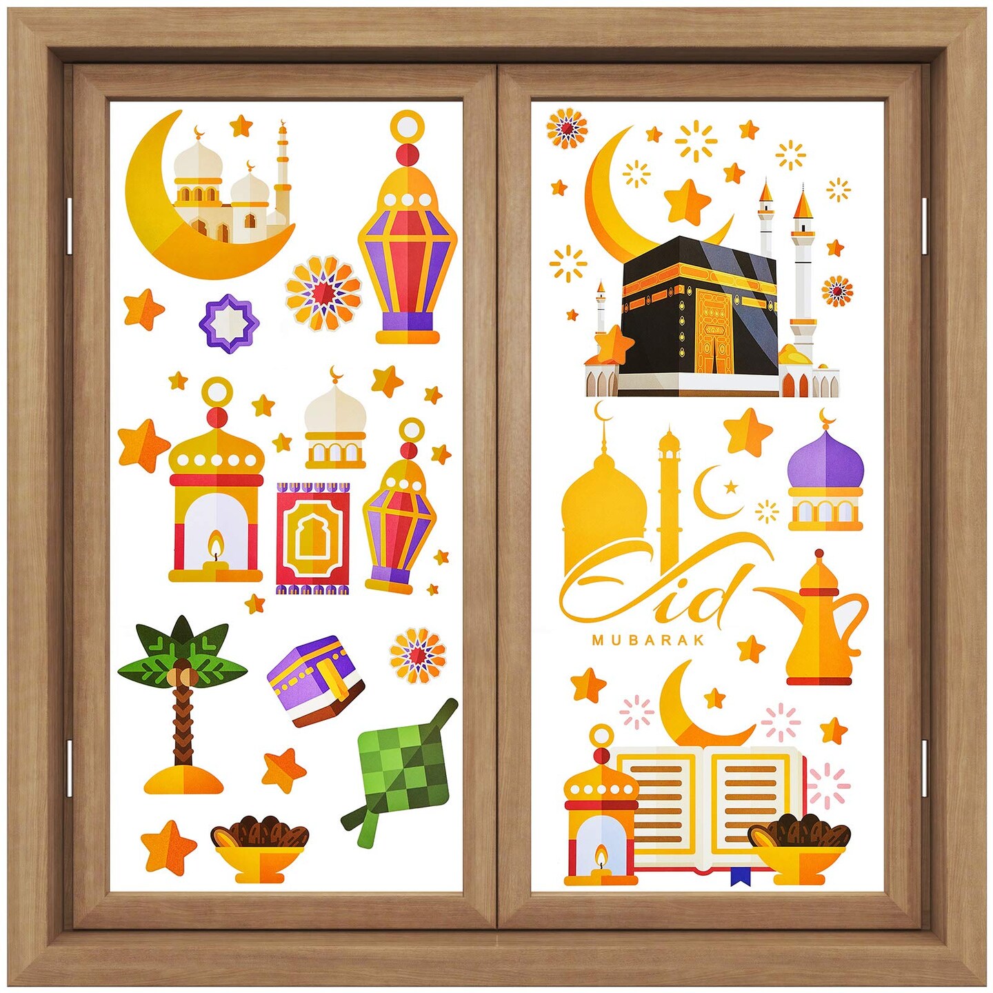 80 Pieces Ramadan Window Clings Eid Mubarak Window Stickers Static ...