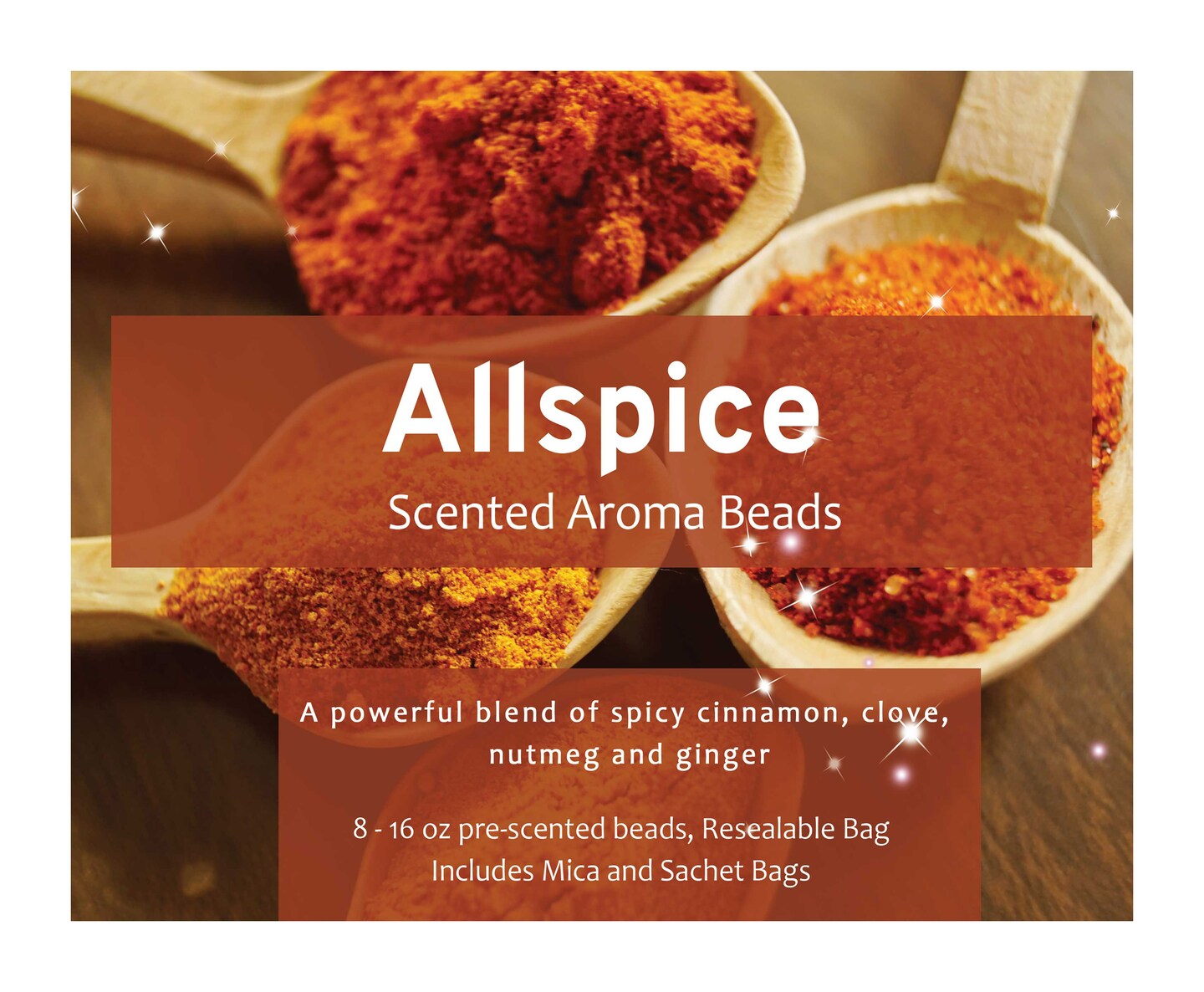Allspice Scented Aroma Beads for making freshies or use in car, home, gym bag, Includes Sachets