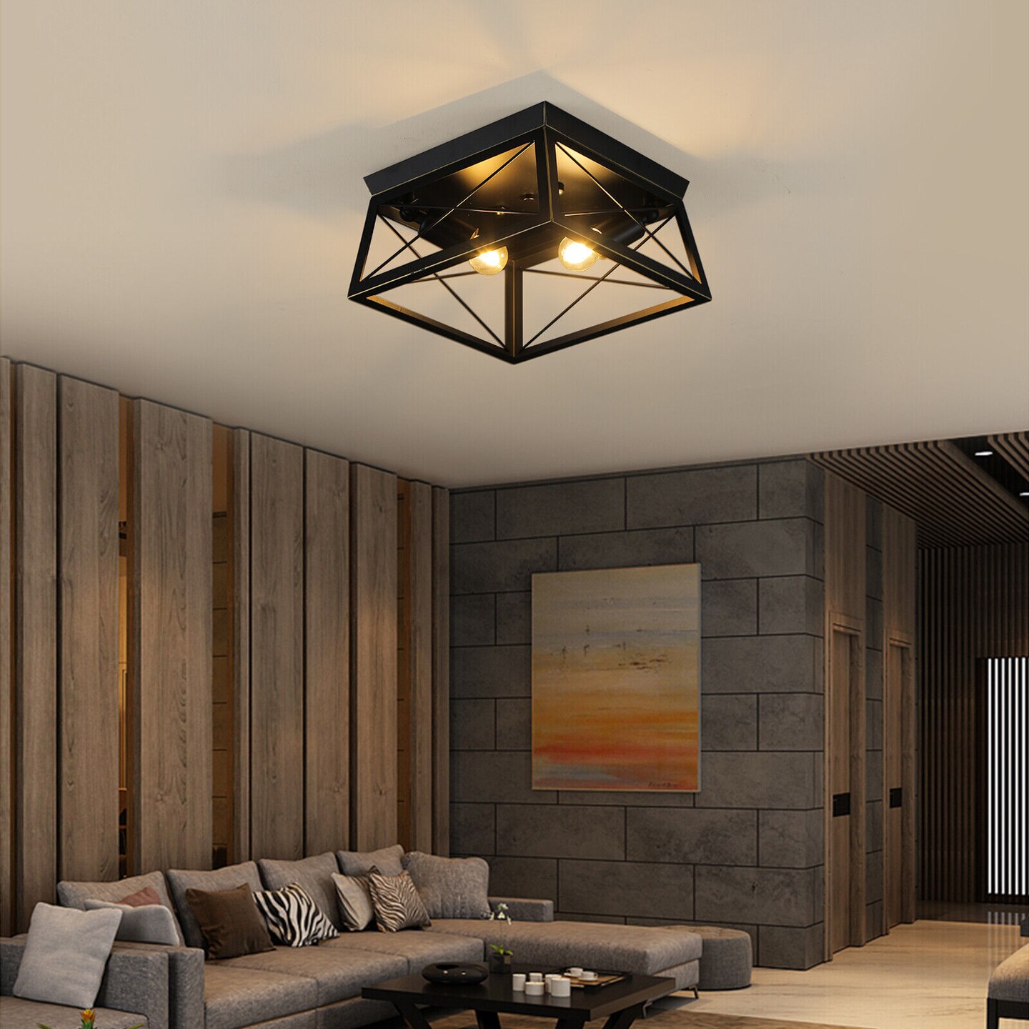 Kitcheniva 2-Light Black Flush Mount Lamp Fixture