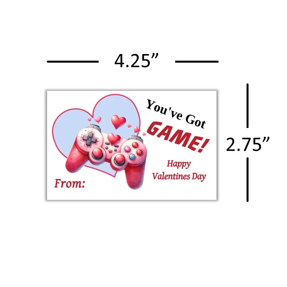 24 Video game Valentines Day Cards for Kids Valentine Card for School Class