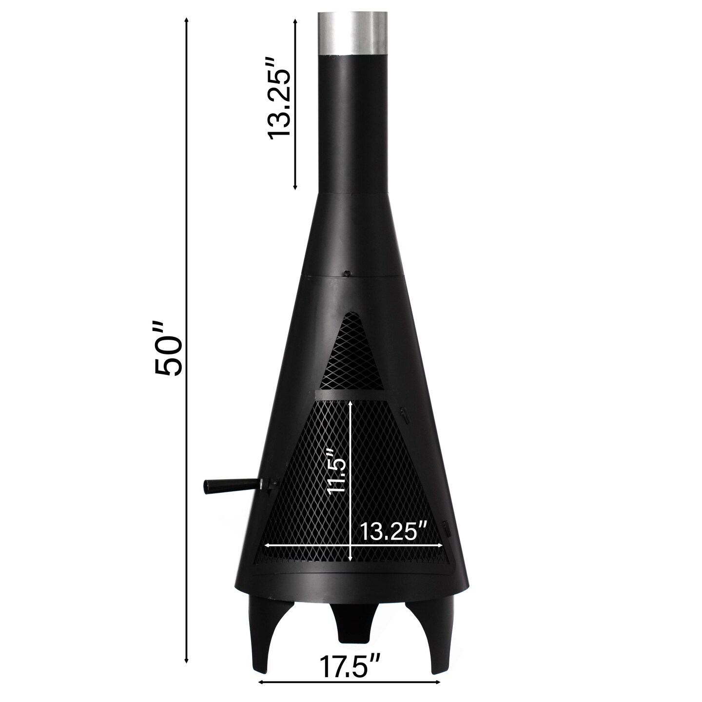 50" Black Outdoor Metal Wood Burning Chimenea Patio Heater Fire Pit for Backyard or Deck, Includes Fire Pit Poker Handle