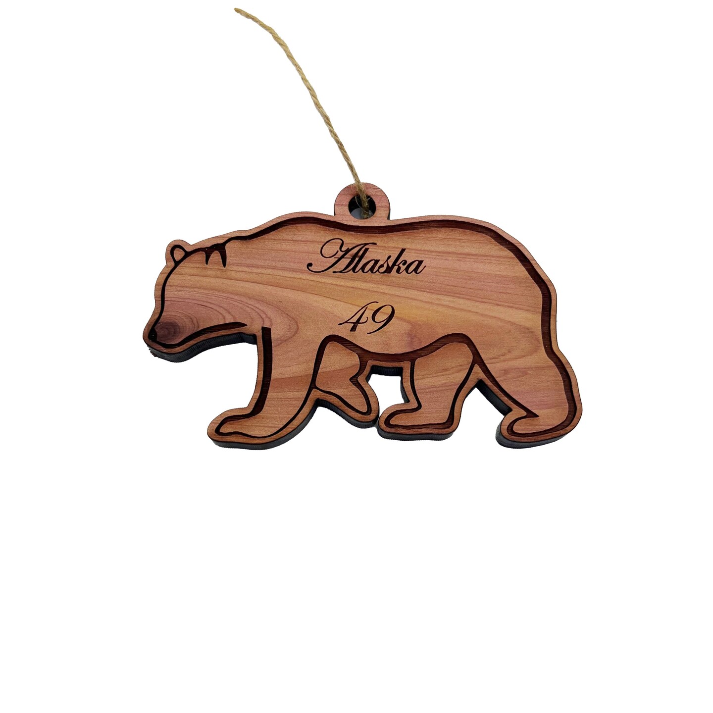 Alaska 49 with Bear - Cedar Ornament Alaska 49 with Bear - Cedar Ornament