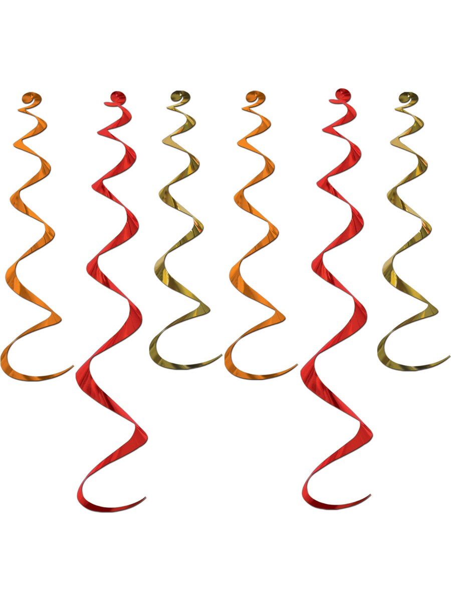 Green Orange Red School Colors Twirly Whirlies Hangers Party Decoration 6 Pack