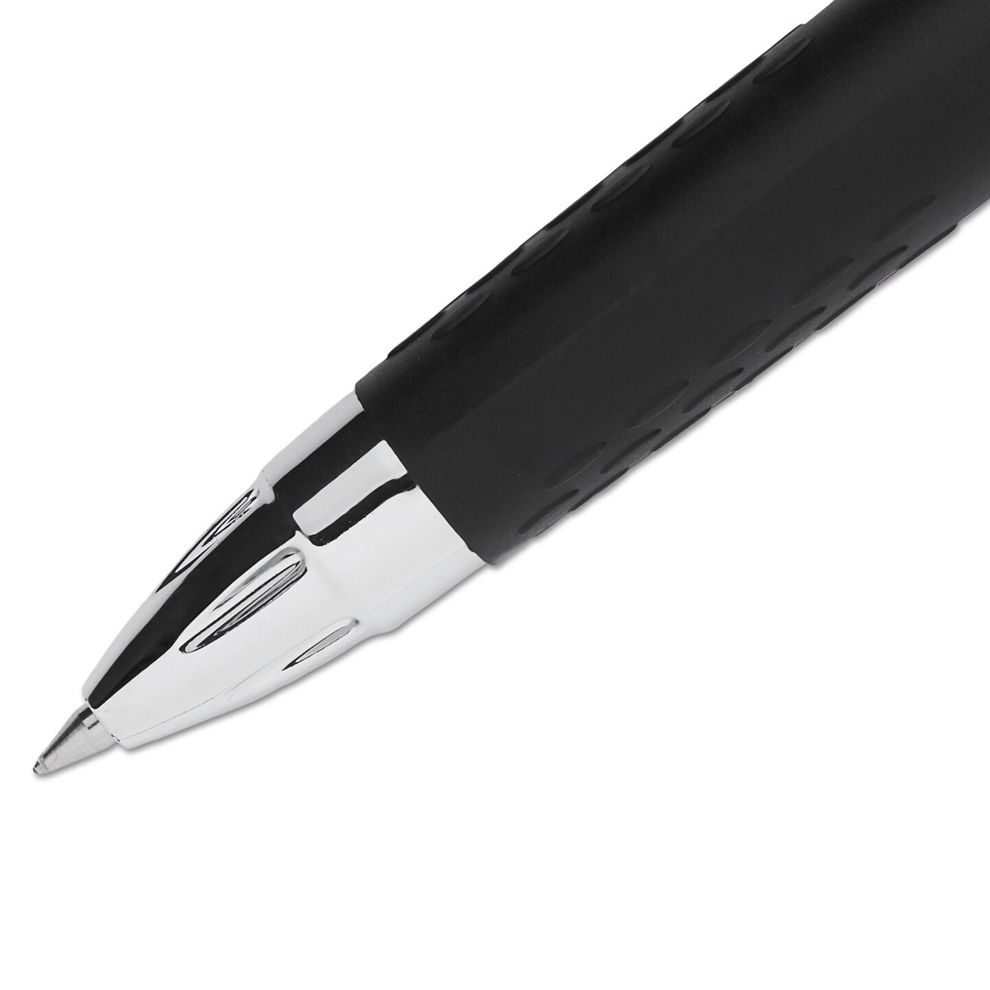 Uni-Ball Signo 207 Retractable Gel Pen, Micro 0.5mm, Red Ink, Smoke/Black/Red Barrel, Dozen