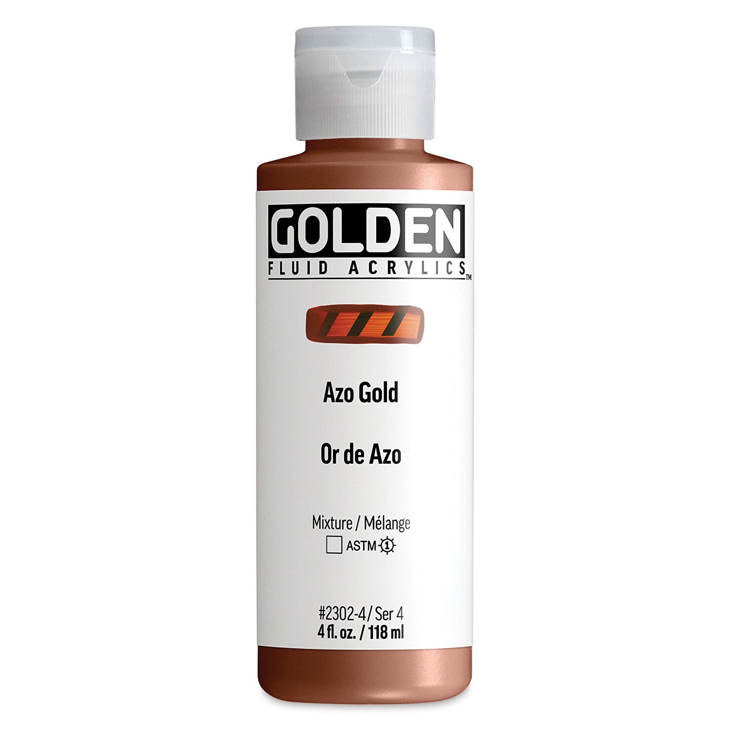 Golden Fluid Acrylic - Azo Gold, 4 oz bottle