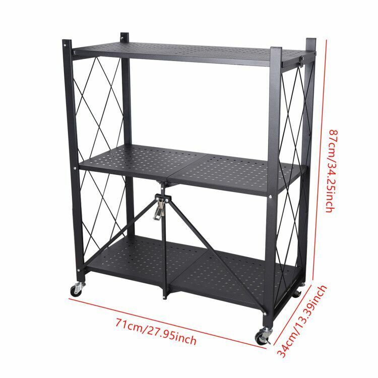 Kitcheniva Foldable 3-Tiers Metal Kitchen Storage Rack Organizer