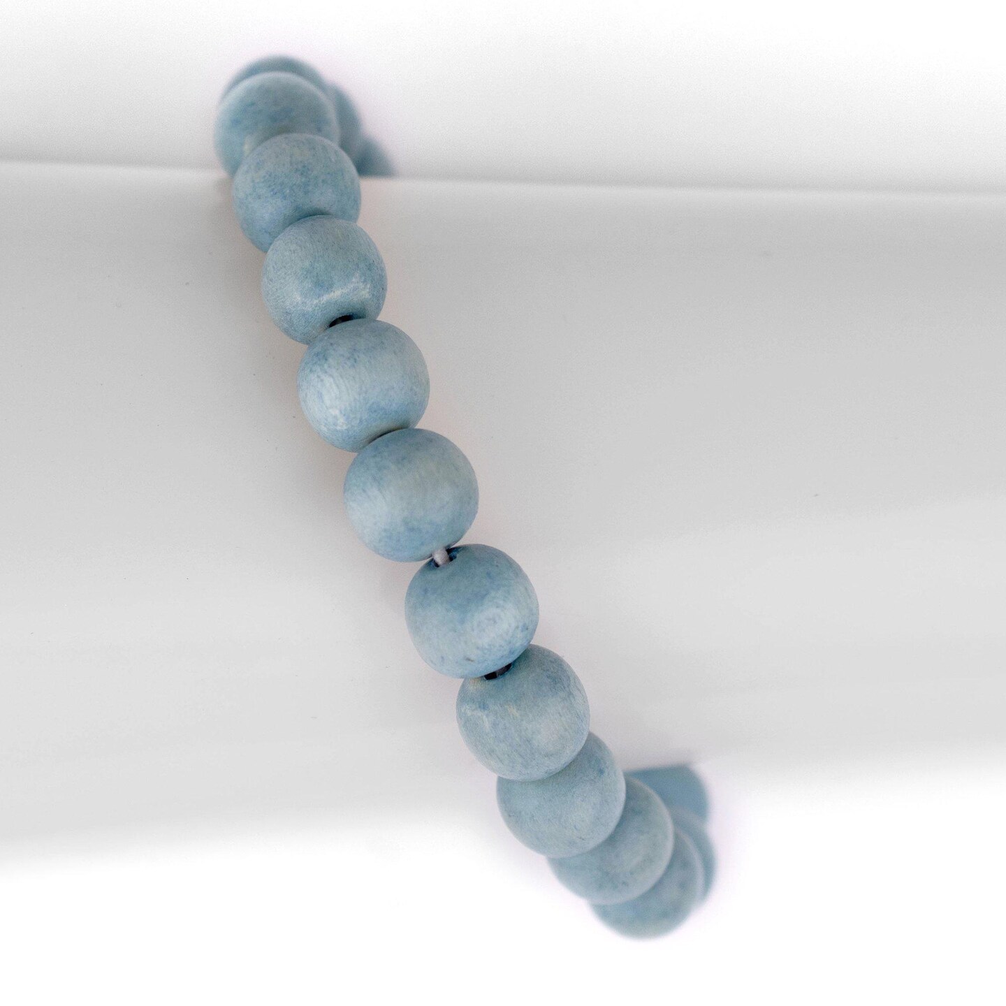 TheBeadChest Wood Stretch Bracelet, Light Blue - Stackable Beaded Jewelry, Unisex for Men &#x26; Women