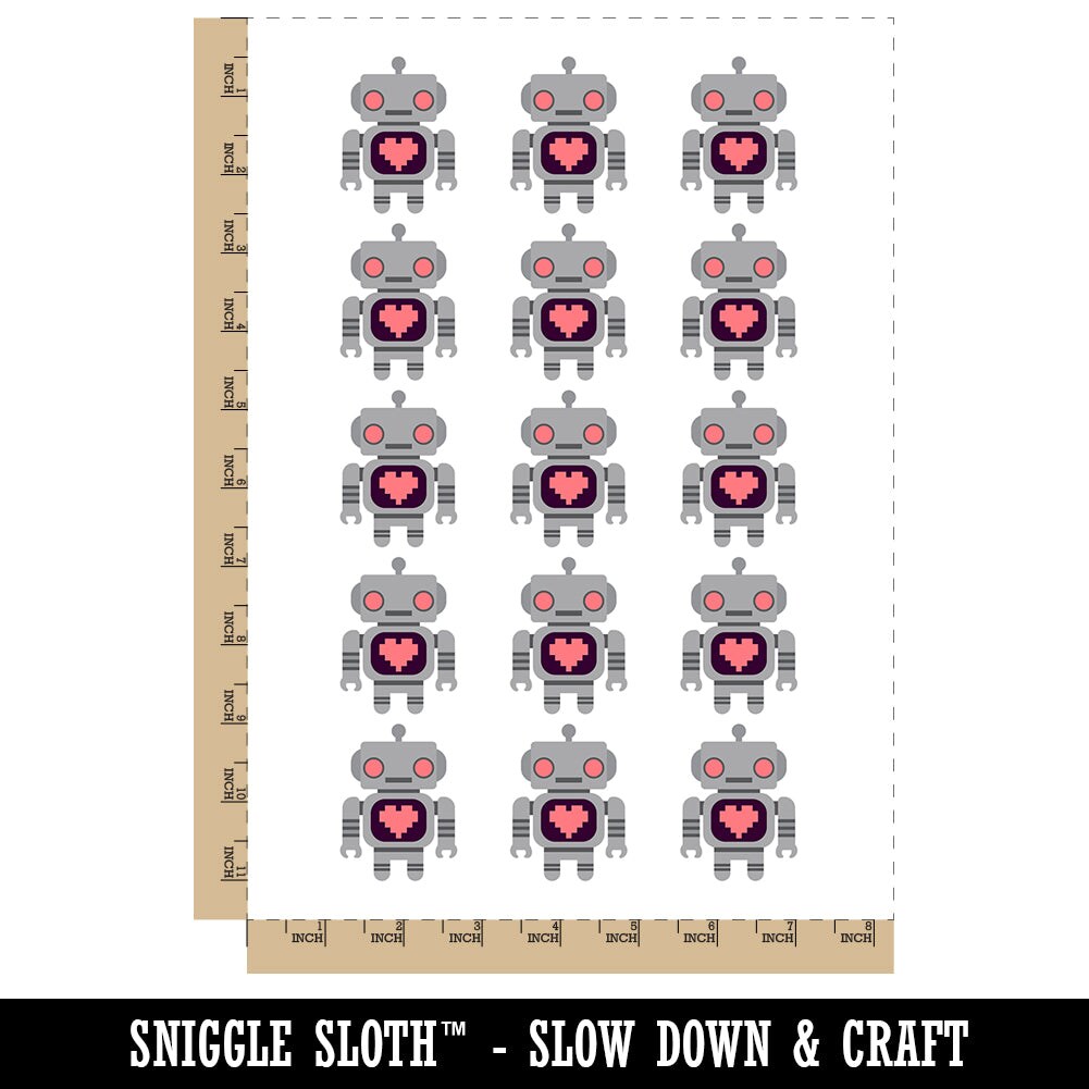 Cute Little Robot with a Heart Temporary Tattoo Water Resistant Fake Body Art Set Collection (1 Sheet)
