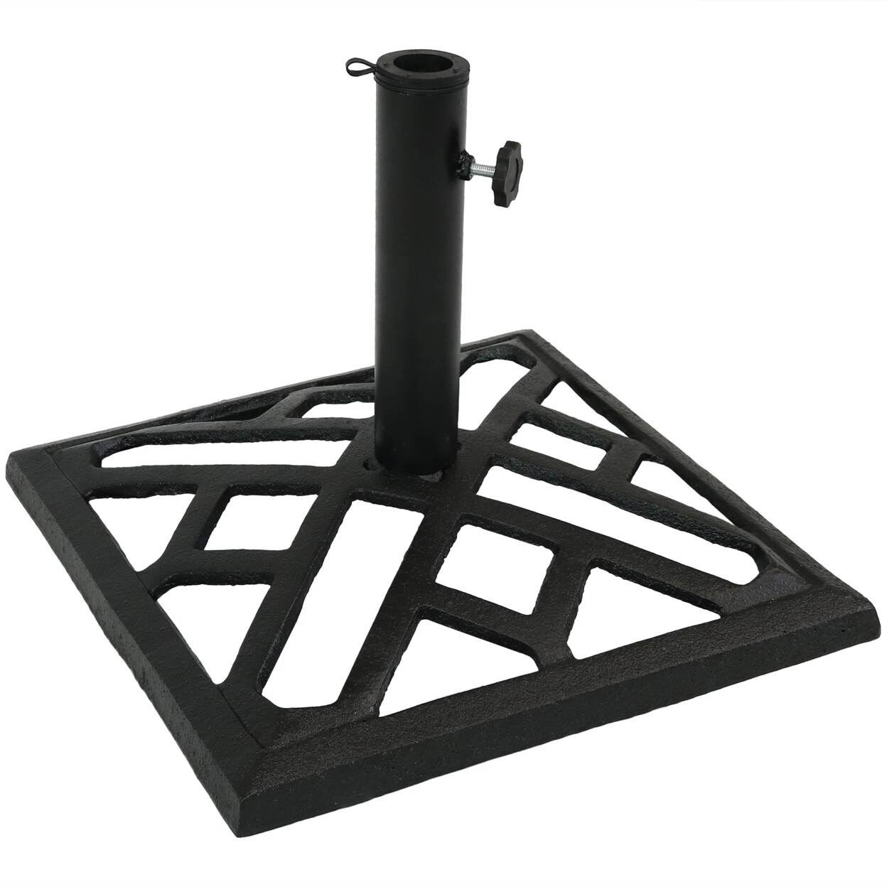 Sunnydaze   17 in Modern Geometric Cast Iron Square Patio Umbrella Base