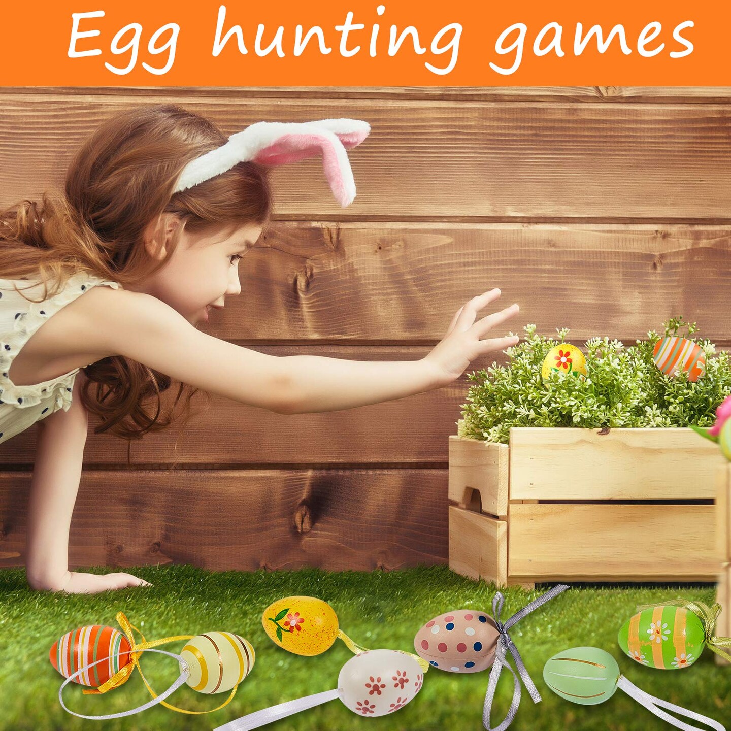 24 Pieces Easter Hanging Eggs Multicolored Plastic Easter Egg Hanging Ornaments Easter Decorations for Tree with Ropes for DIY Crafts Party Favor Home Decor (1.57 x 1.18 Inch)