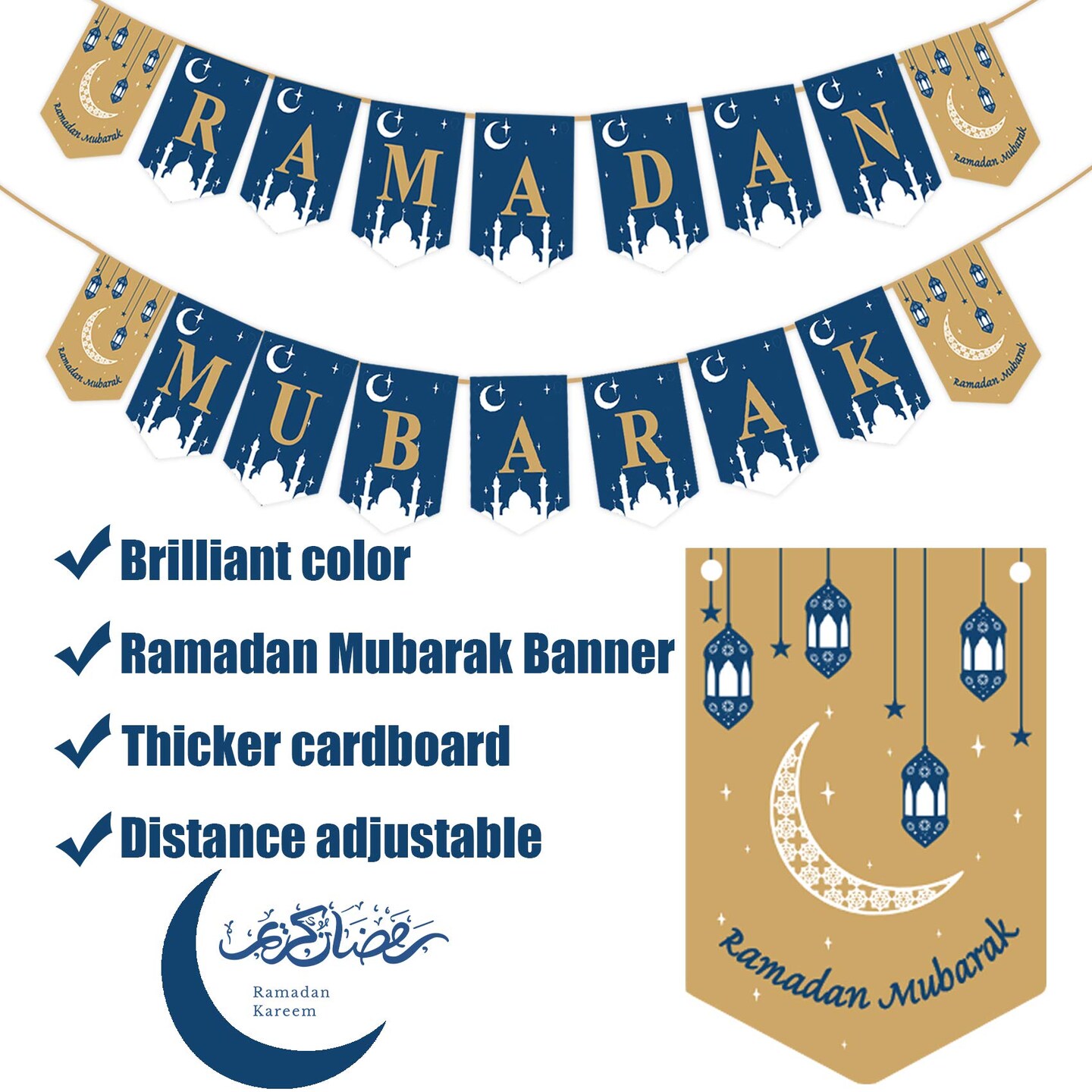 Ramadan Mubarak Banner Ramadan Decorations for Home 2023 Ramadan Banner Ramadan Mubarak Kareem Decorations
