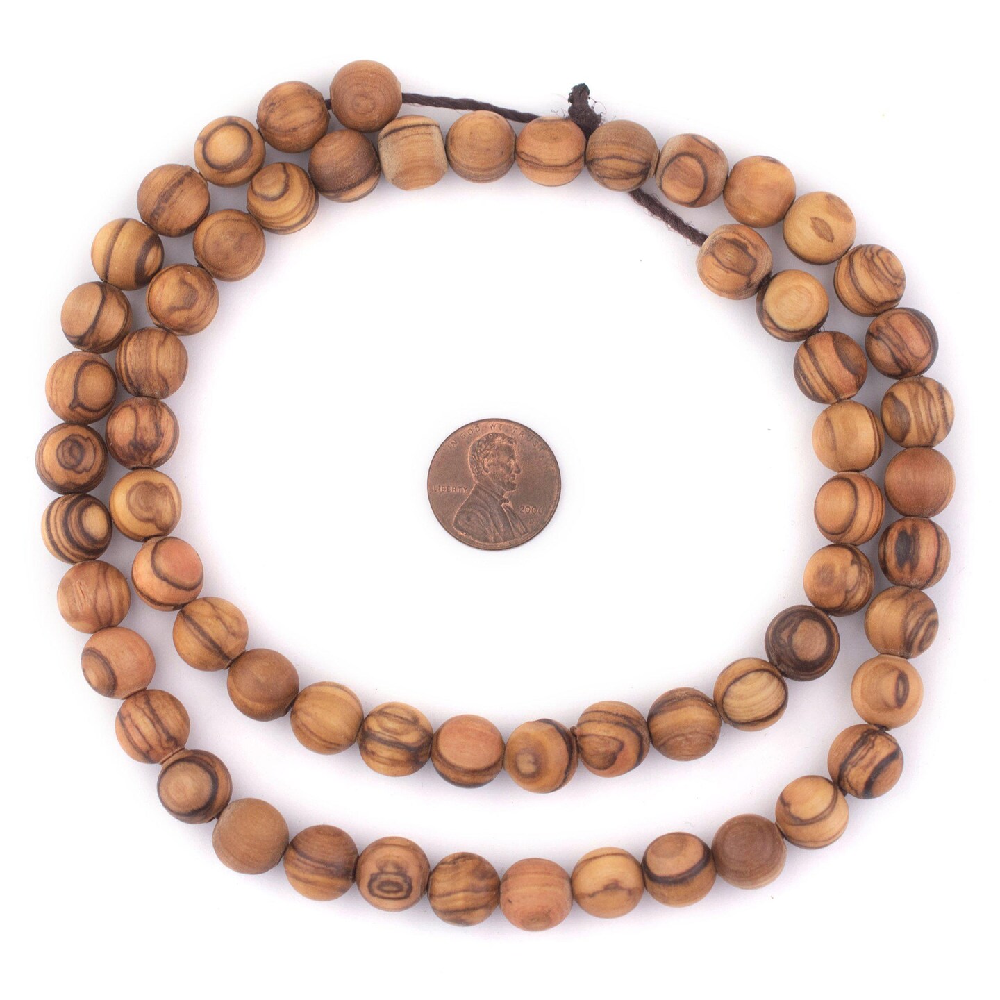 Olive Wood Beads - Full Strand of Round Christian Rosary Prayer Beads - The Bead Chest (10mm, Natural)
