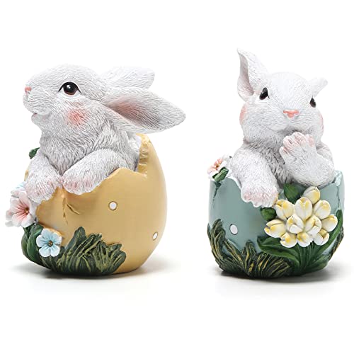 Hodao Easter Bunny Decorations Spring Home Decor Bunny Figurines(Resurrection Protein Rabbit 2pcs)