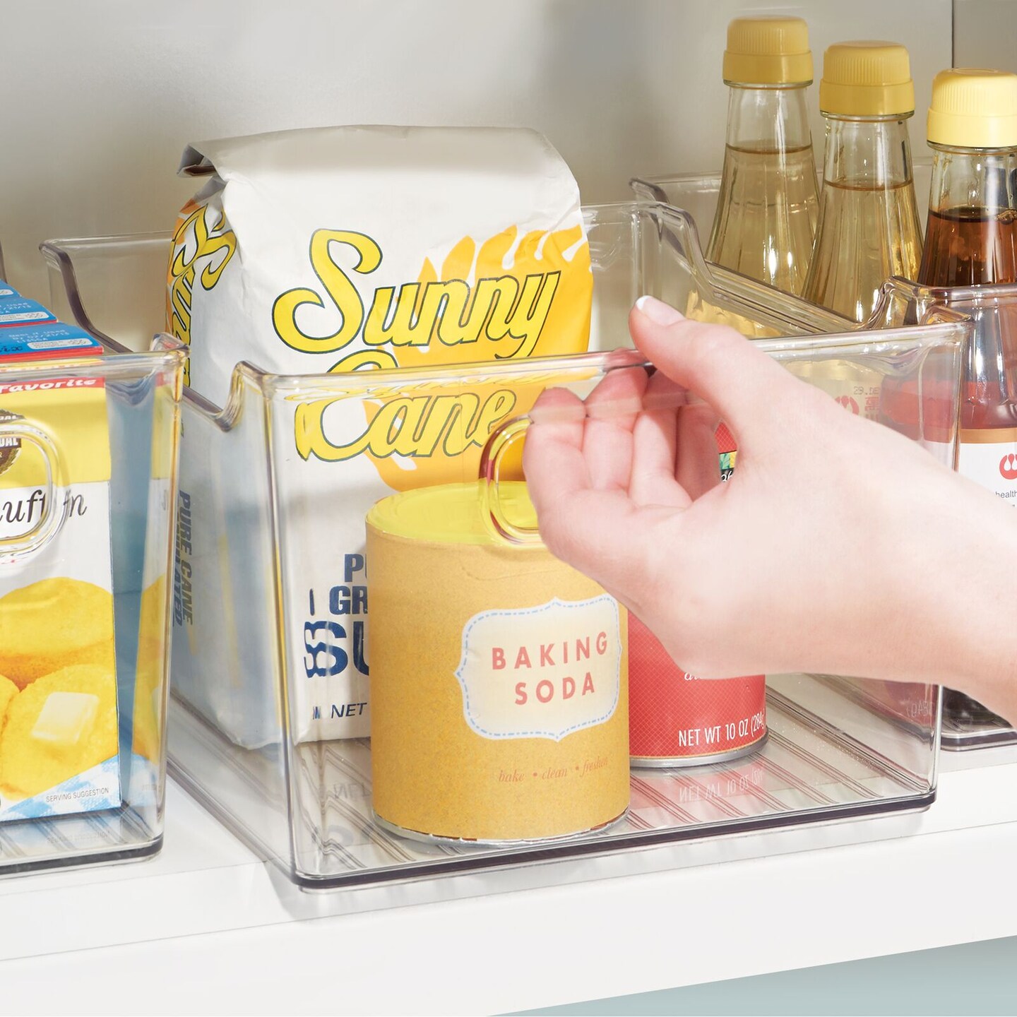 mDesign Kitchen Plastic Storage Organizer Bin, Open Dip Front and Handles