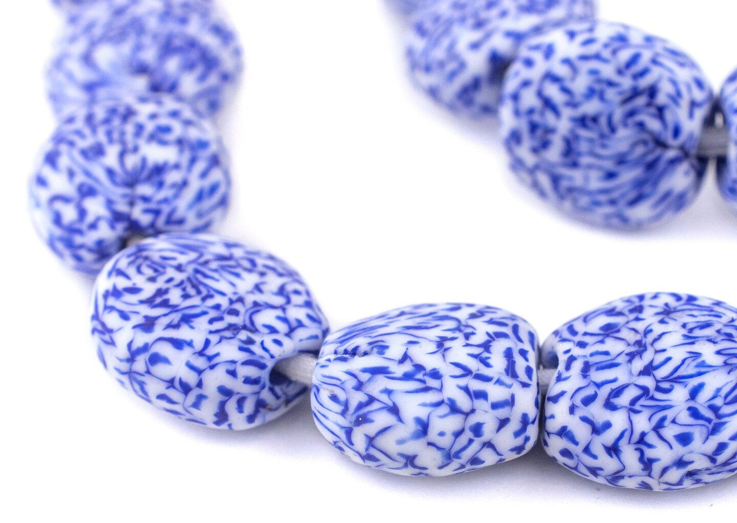 TheBeadChest Blue &#x26; White Tabular Fused Recycled Glass Beads