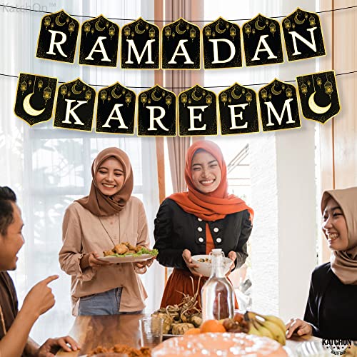 Ramadan Kareem Banner for Ramadan Decorations - 10 Feet, No DIY | Ramadan Mubarak Banner for Ramadan Decorations for Home | Ramadan Banner for Eid Decorations | Black and Gold Ramadan Decor