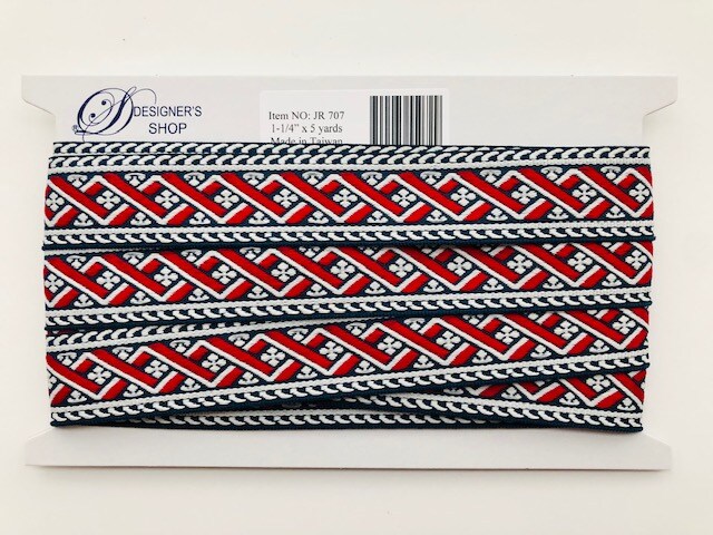 Designer&#x27;s Shop Jacquard woven Ethnic ribbon trim, 1-1/4&#x22; (32 mm) 5 yards