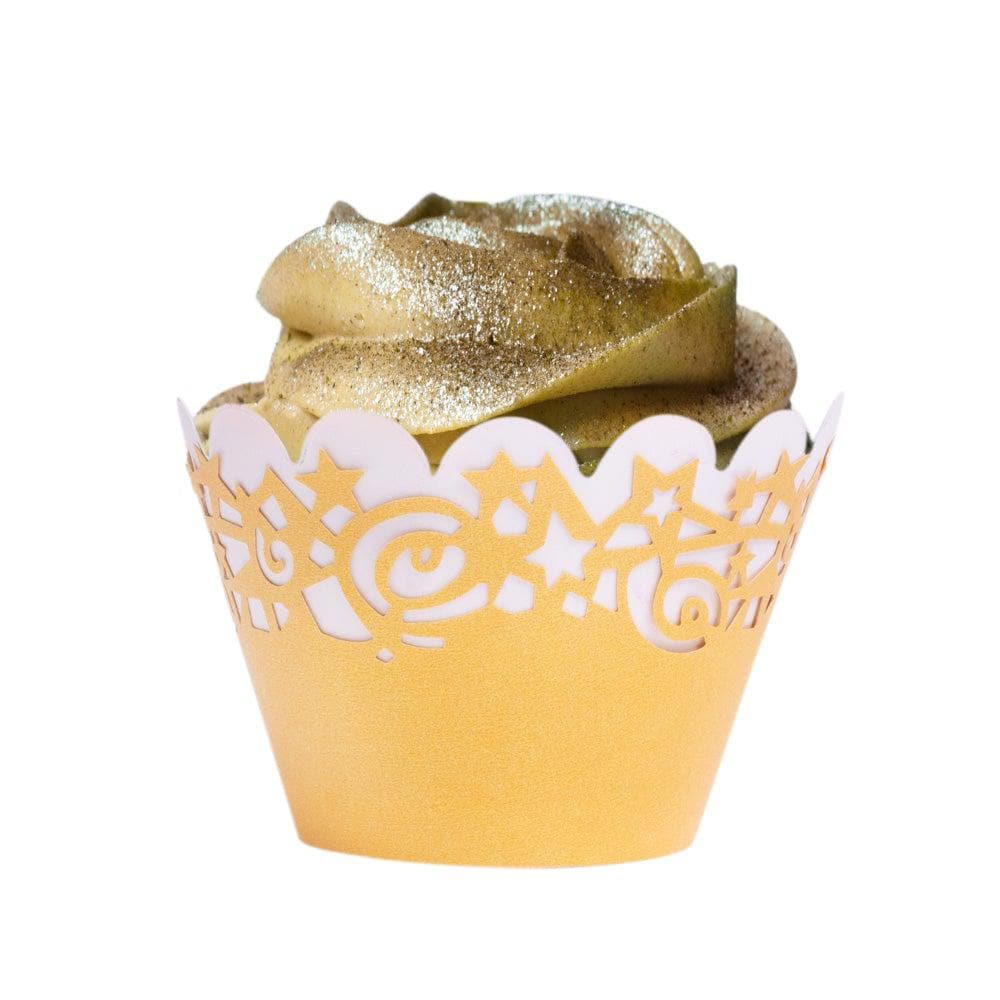 Gold Star Cut Cupcake Wrappers &#x26; Liners | 25 PC Set