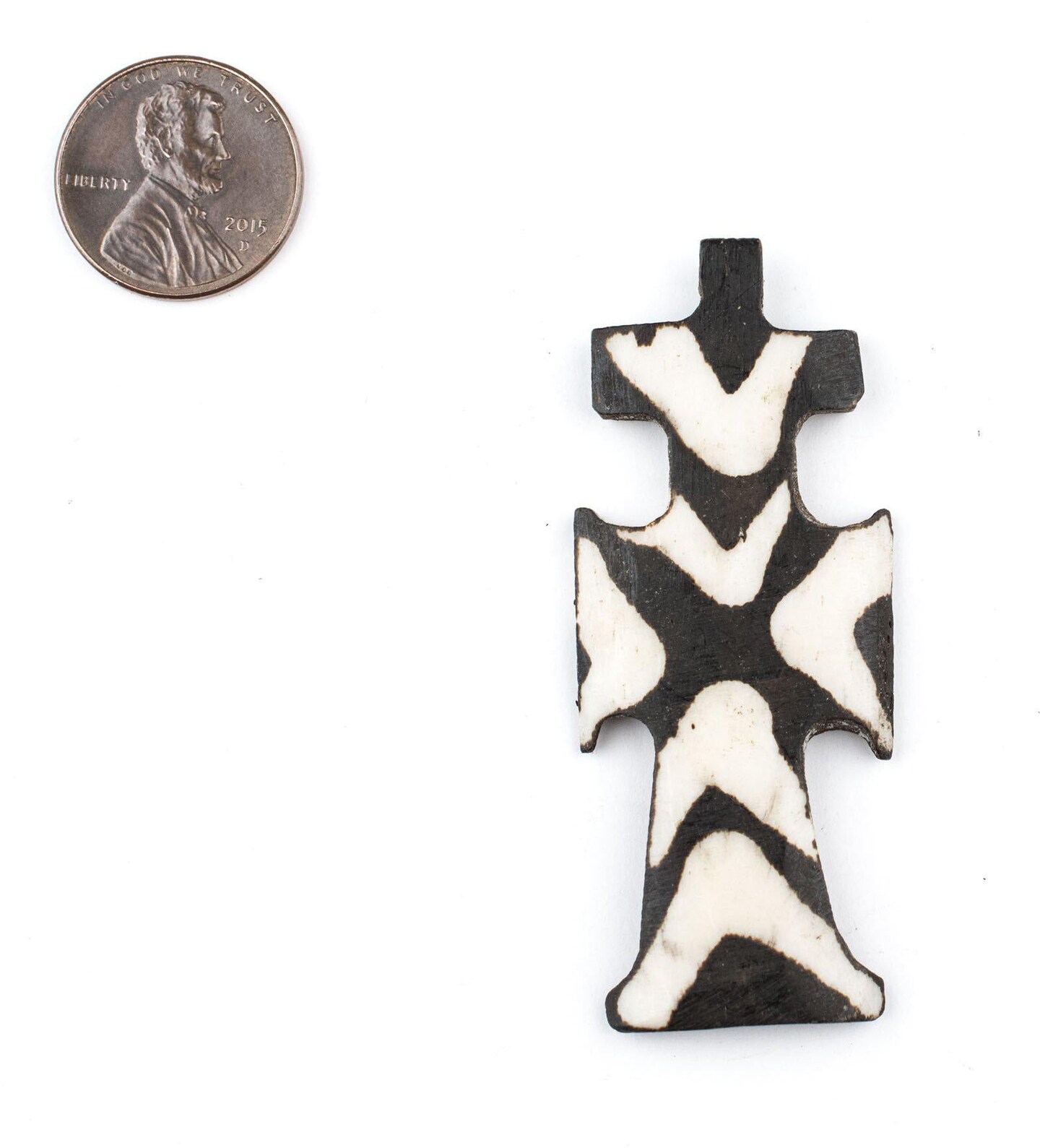 The Bead Chest Handmade Batik Bone Cross Pendant from Kenya – African Tribal Design – Traditional – Fair Trade Ethically Sourced Jewelry Making Charm