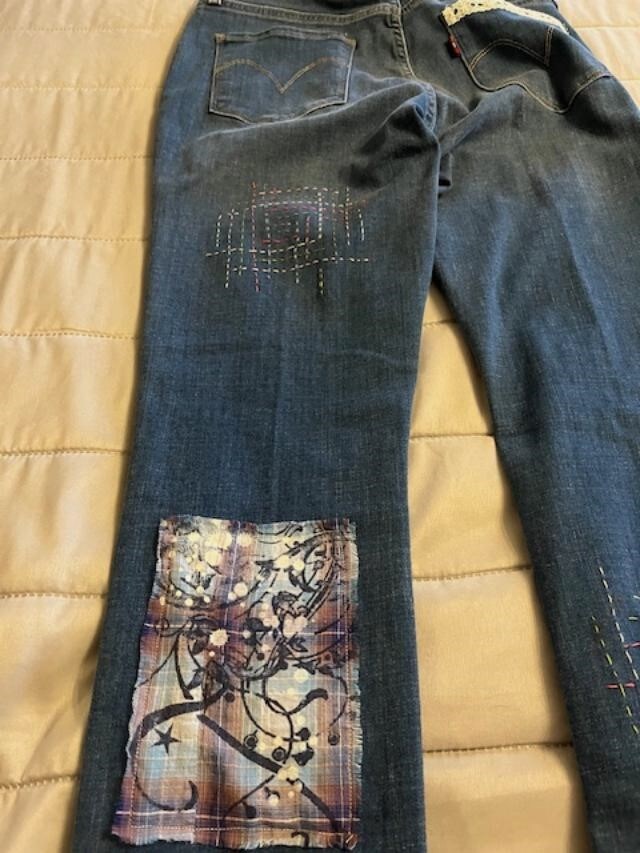 Reworked Mid Rise Skinny Jeans Womens 30 Stretch Flower Embroidery Med Blue Wash | MakerPlace by Michaels Reworked Mid Rise Skinny Jeans Womens 30 Stretch Flower Embroidery Med Blue Wash | MakerPlace by Michaels