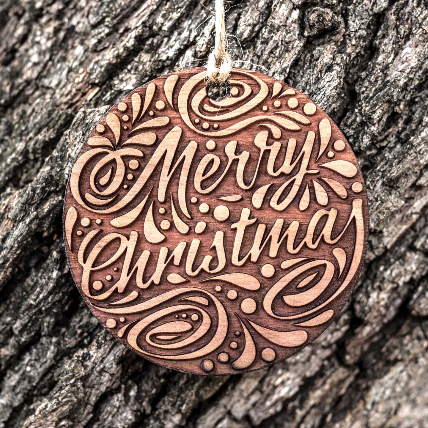 Merry Christmas From Texas - Cedar Ornament