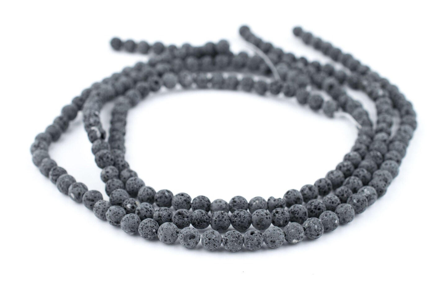TheBeadChest Grey Volcanic Lava Beads (6mm): Organic Gemstone Round Spherical Energy Stone Healing Power Crystal for Jewelry Bracelet Mala Necklace Making