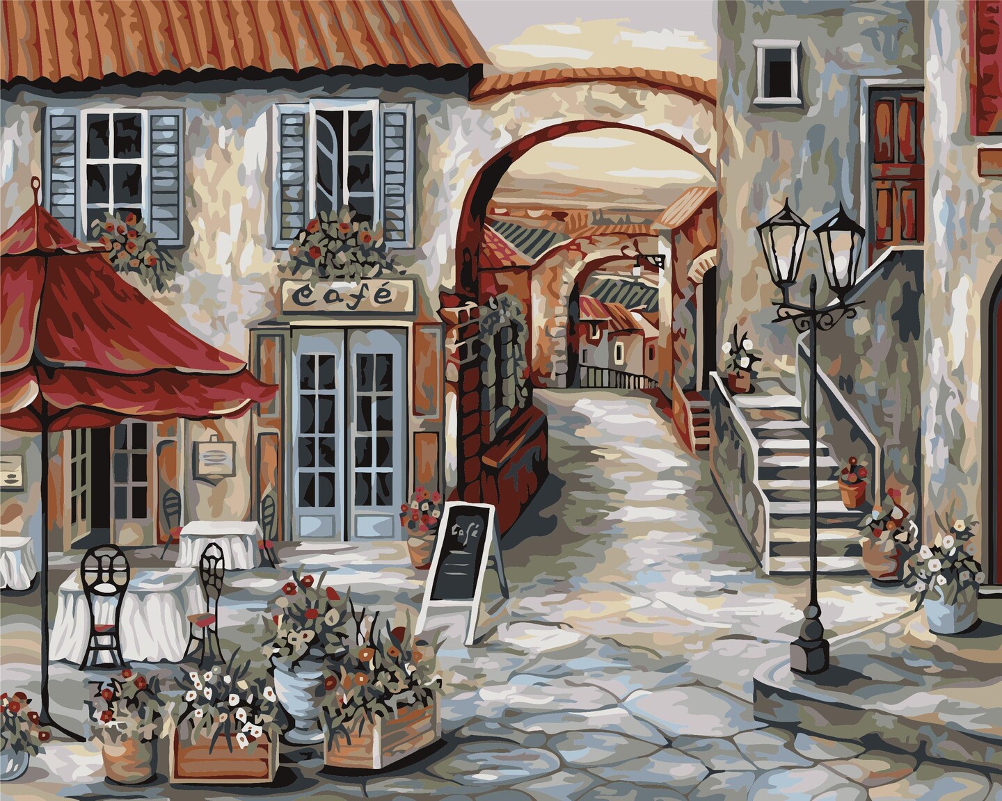 Painting by Numbers kit Crafting Spark Italian Cafe C025 19.69 x 15.75 in