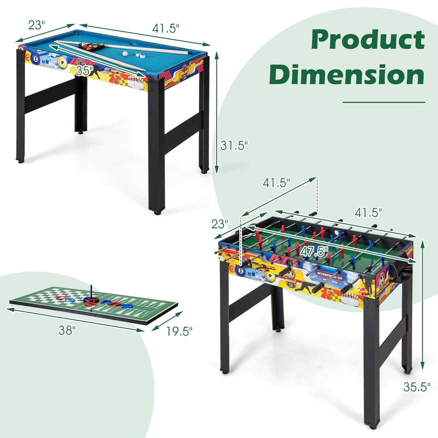 Costway 12-in-1 Combo Game Table Set with Foosball Air Hockey Pool Ping Pong Chess Bowling