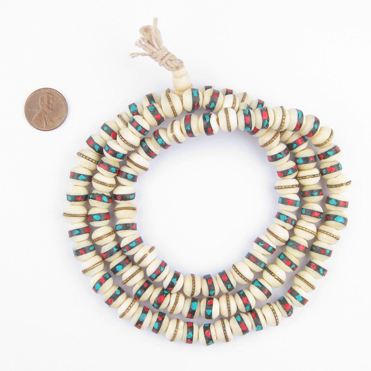 Mala Meditation Beads - 108 Inlaid Prayer Beads for Yoga, Necklace, Jewelry - The Bead Chest (10mm, White Bone)