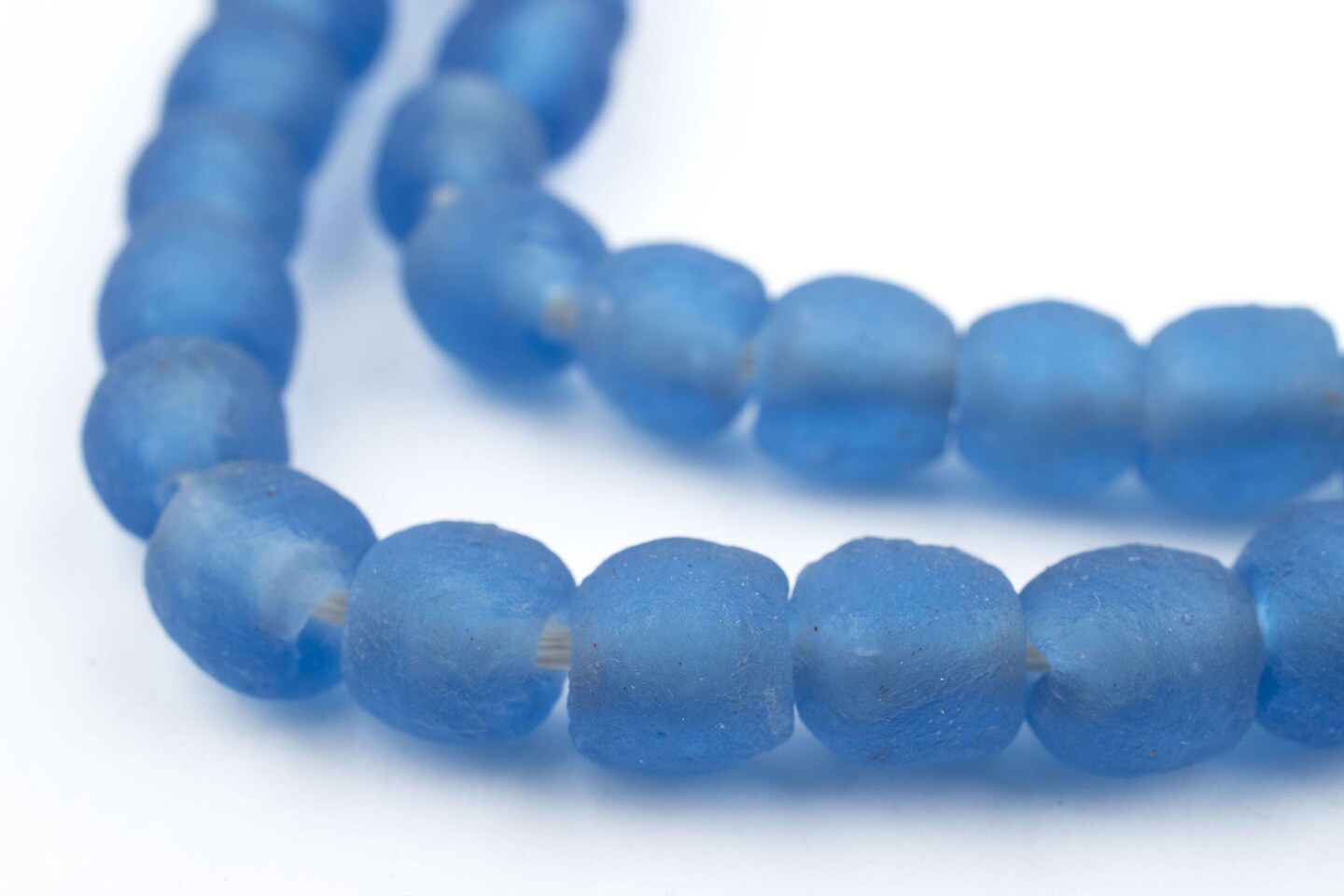 TheBeadChest African Recycled Glass Beads, Strand, For Jewelry Making, Home Decor, Handmade in Ghana (9mm, Blue)