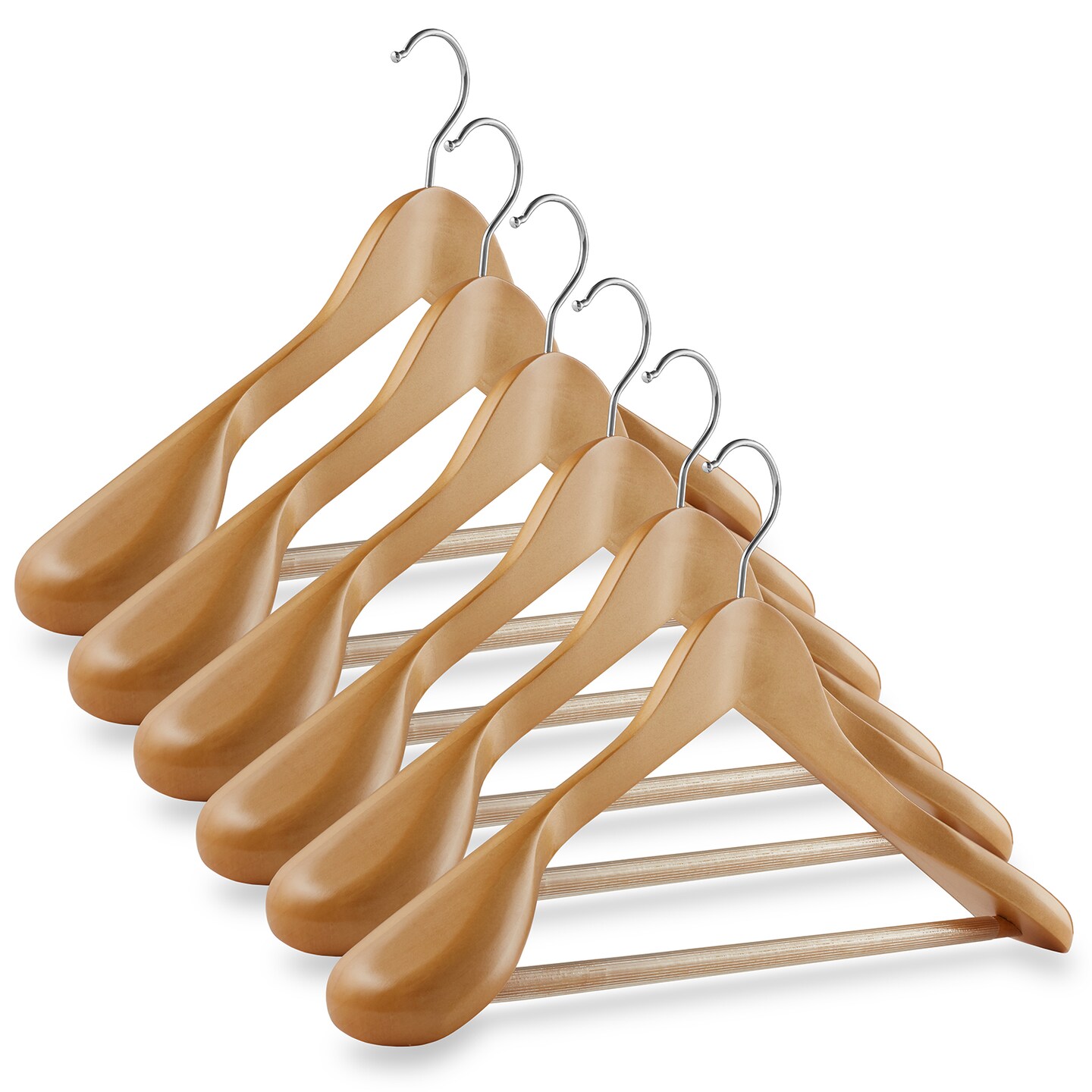 Wide Shoulder Wood Suit Hangers 6 pcs