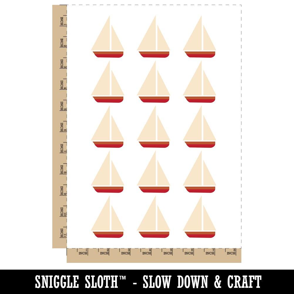 Sail Boat Sailing Icon Temporary Tattoo Water Resistant Fake Body Art Set Collection (1 Sheet)