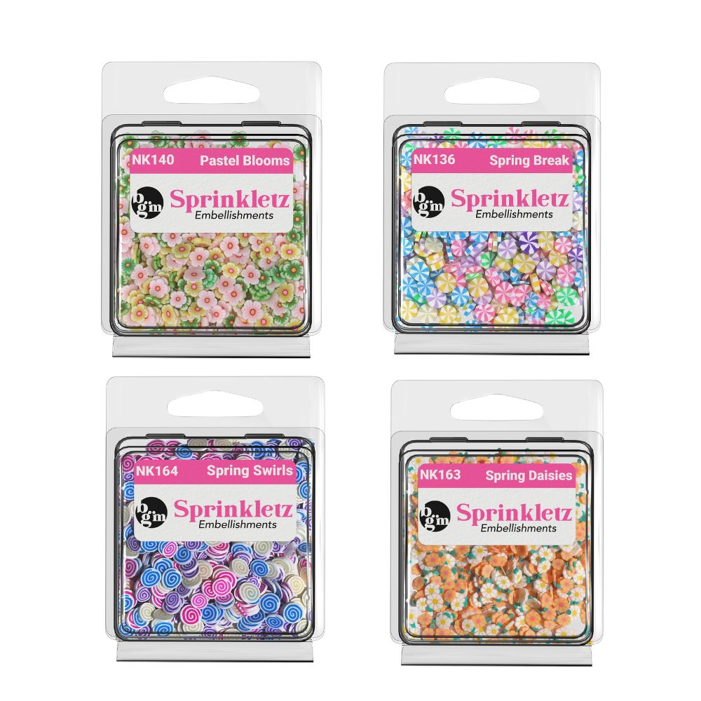 Buttons Galore and More Sprinkletz - Tiny Polymer Clay Embellishments - Spring Bundle 48 grams