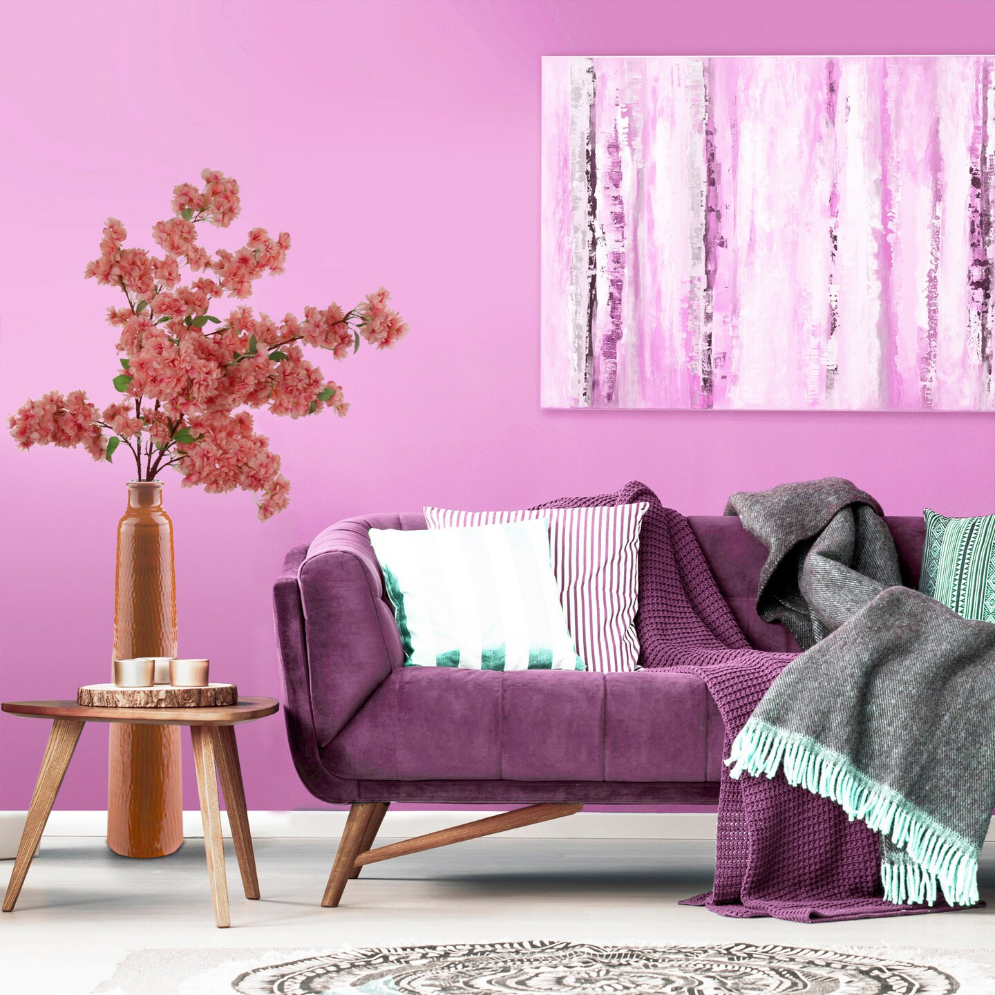 Cherry Blossom Stem: Set of 3, 40-Inch, Silk Flowers, Floral Home by Artificial Flowers