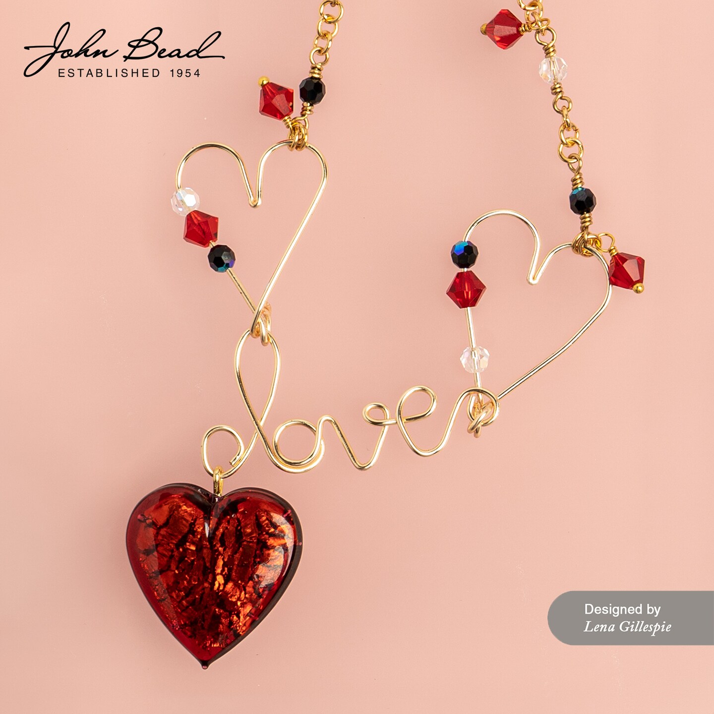 John Bead Czech Glass Heart Lamp Pendants with Loop