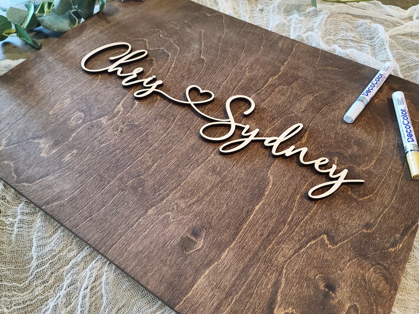 Personalized 3D Guest Book Alternative - Names with Connecting Heart ...