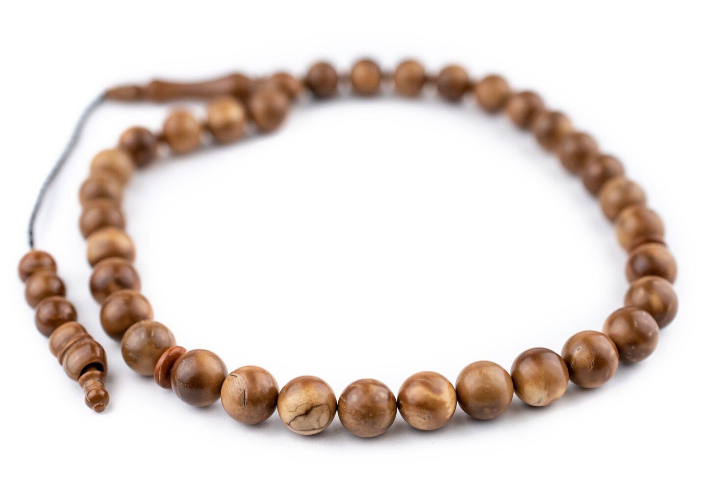 33  Brown Round Wooden Arabian Prayer Beads (10mm), Islamic Tasbih, Ramadan Gift, Quality Middle Eastern Beads - The Bead Chest
