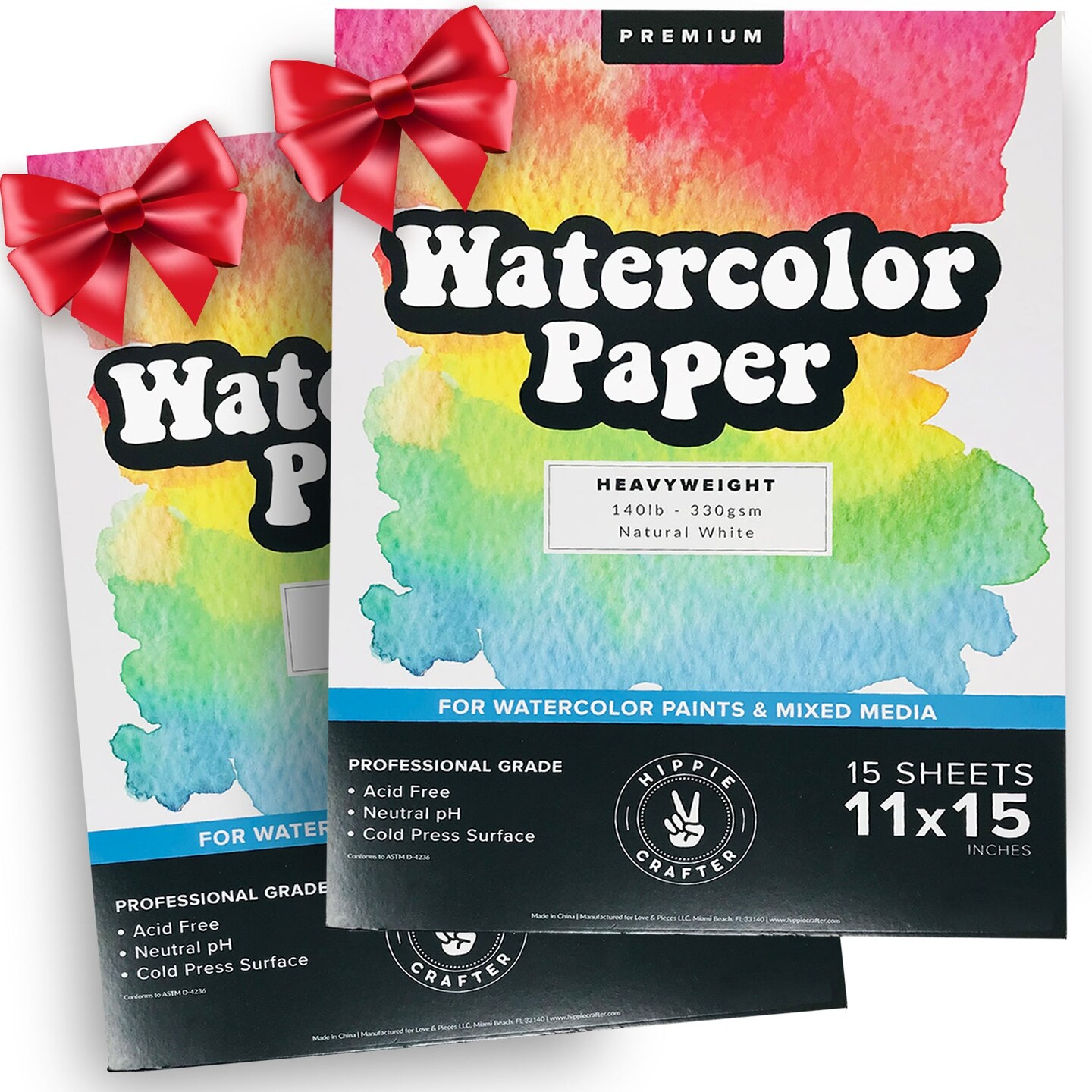 Watercolor Paper Pad 2 Pack for Water Color Paper White Heavy 140 lb Cold Pressed for Paint and Markers Pens and Artists Watercoloring Painting Sketchbook Bulk Sketch Book