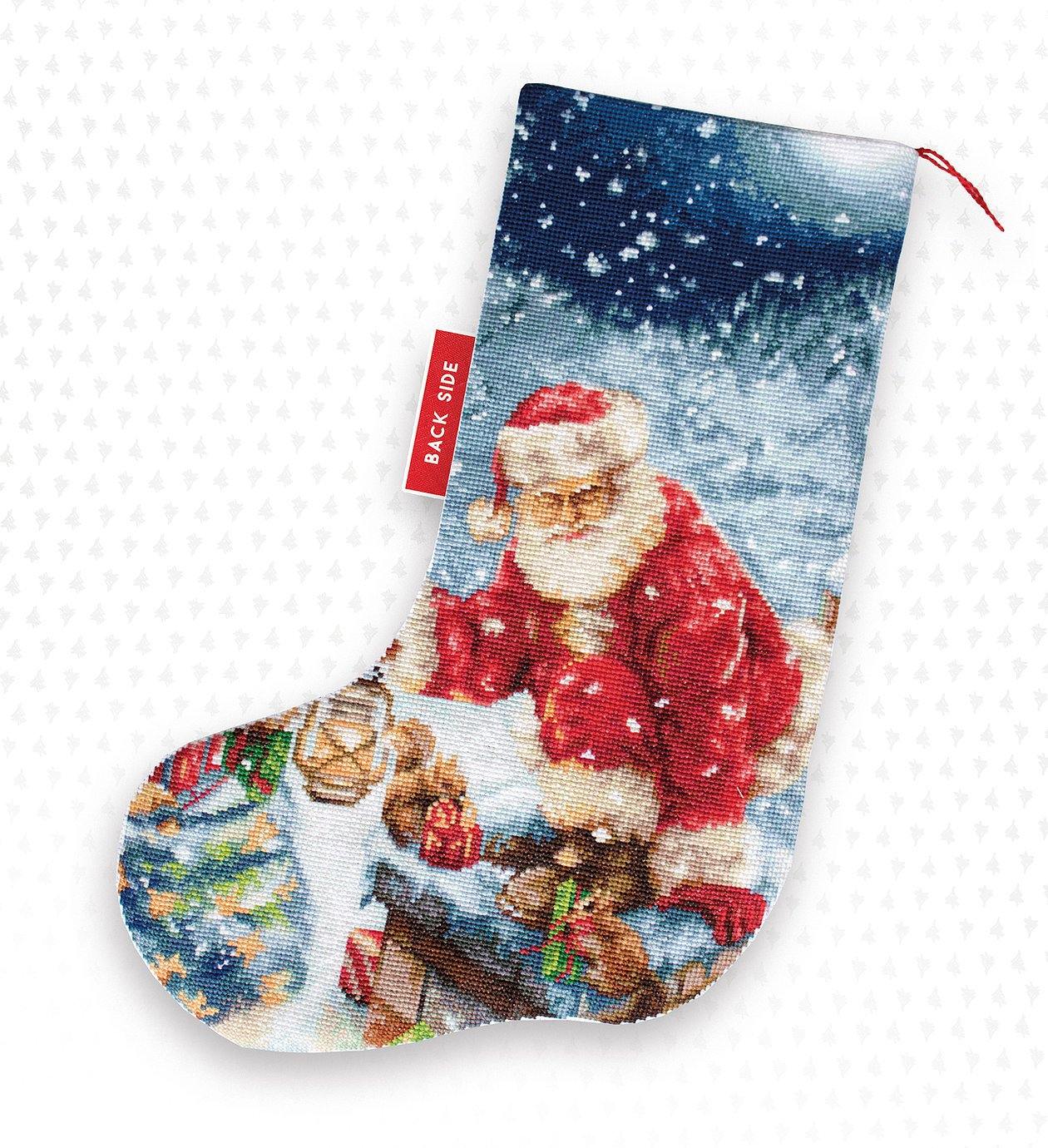 Santa Claus PM1231L Christmas Stocking Counted Cross-Stitch Kit