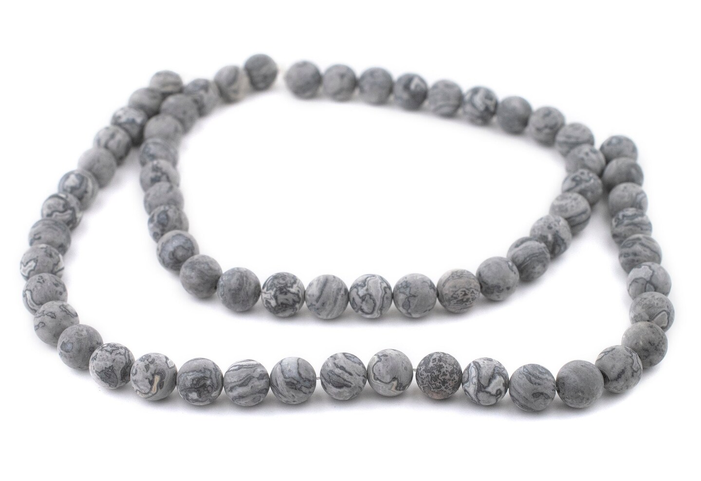TheBeadChest Matte Grey Picasso Jasper Beads (12mm): Organic Gemstone Round Spherical Energy Stone Healing Power Crystal for Jewelry Bracelet Mala Necklace Making