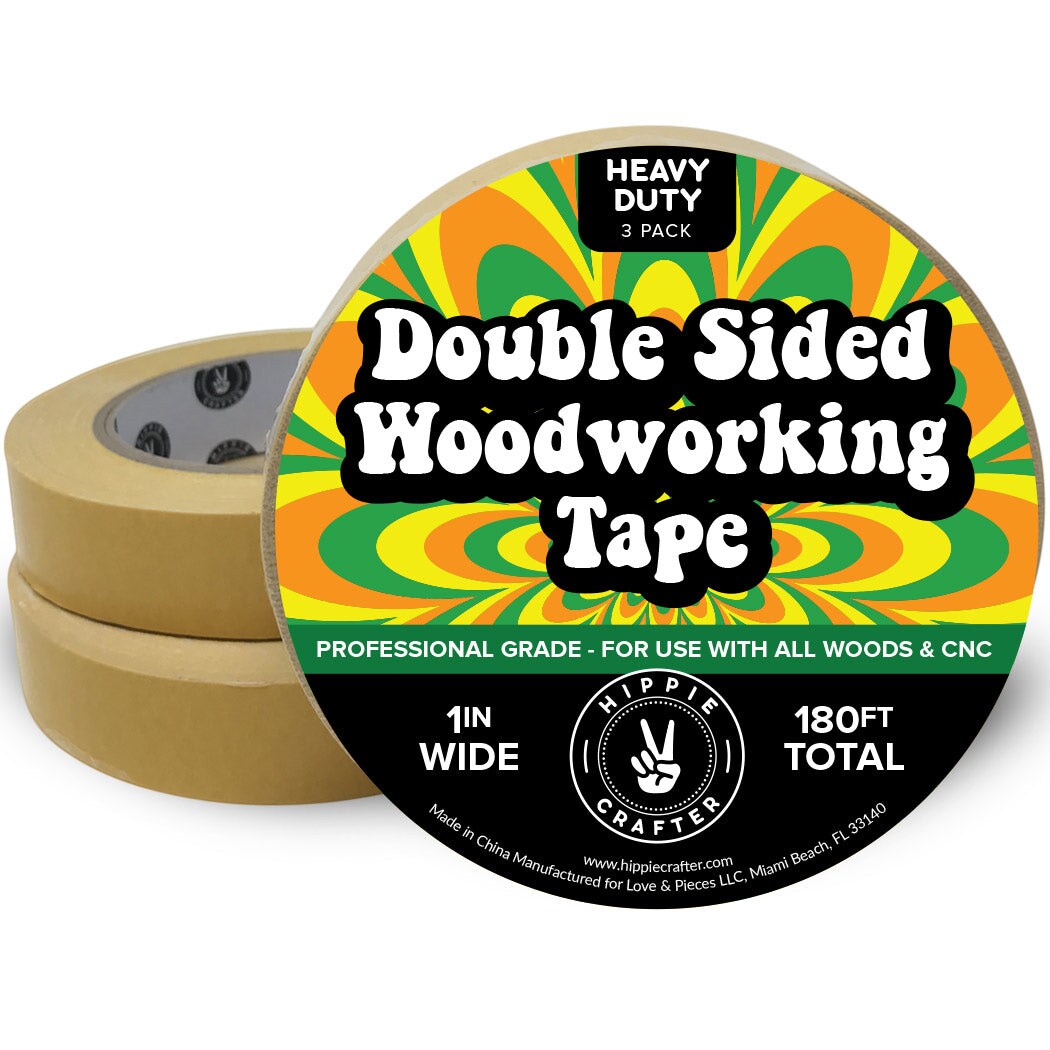 3 Pk Double Stick Tape Double Sided Woodworking Tape 1&#x22; inch Wide Wood Tape for Woodworkers CNC Machines Routing Templates Strong Heavy Duty 60 Feet Each (180FT Total)