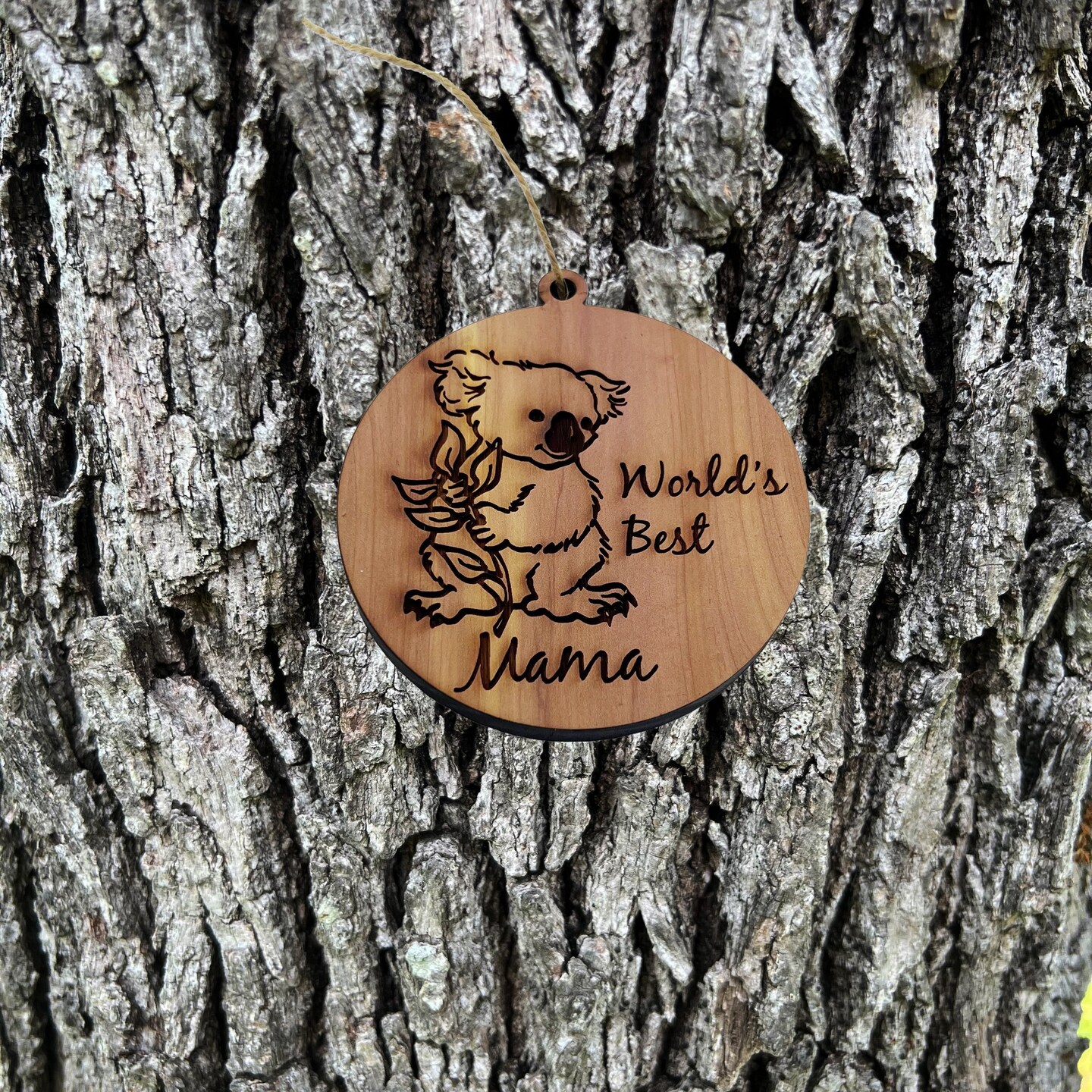 Koala Worlds Best Mama - Cedar Ornament Koala Worlds Best Mama - Cedar Ornament